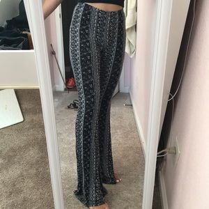 Black and blue stretchy bell bottom pants